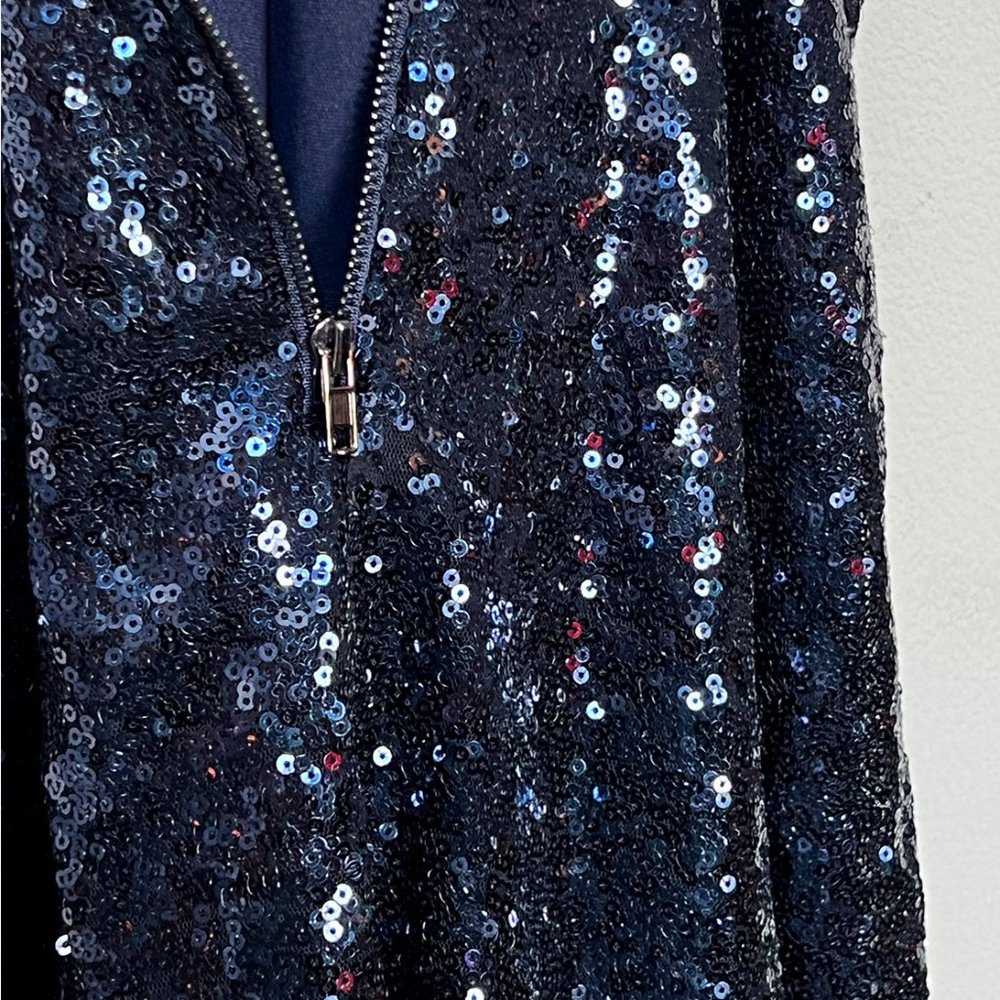 Lulu's Grandeur Navy Blue Sequin Cutout Swing Dress M Sparkly Bling Party $65 - Picture 12 of 16
